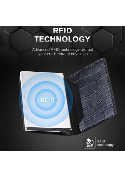 Erkekler Akıllı Cüzdan Rfid Güvenli Anti-Hırsızlık Tutucu Kadın Küçük Çanta Banka Kımlık Kartı Sahibi Metal Ince Kılıf Siyah Pu Deri Kart Klipsi Çanta (Yurt Dışından)