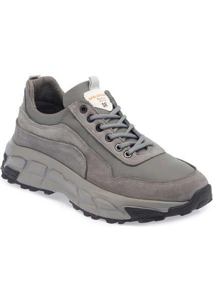 Gri Hakiki Deri Erkek Sneaker - E23S1AY56387-B43