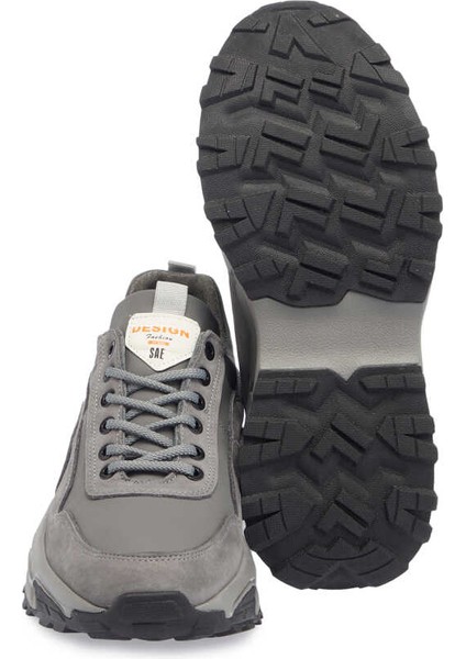 Gri Hakiki Deri Erkek Sneaker - E23S1AY56387-B43