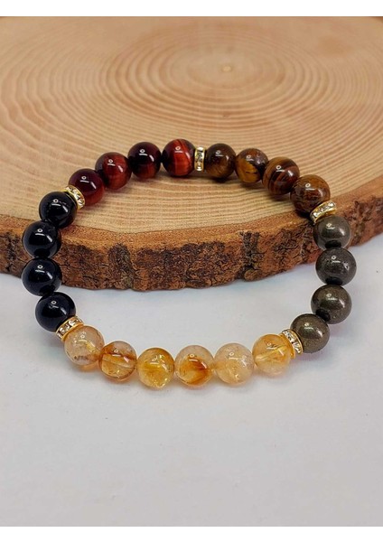 Bolluk & Bereket Enerjisi 8mm Özel Kombinasyon Doğal Taş Kadın Bileklik modelleri