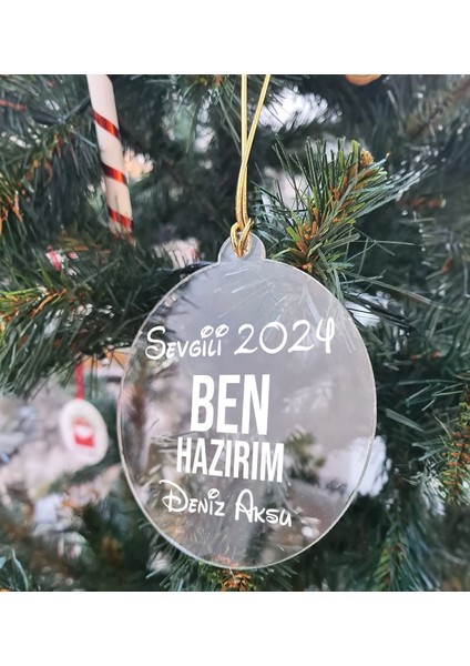 Kişiye Özel Isimli Şeffaf Pleksi Yılbaşı Ağaç Süsü- 2, Yılbaşı Hediyesi, Isme Özel Ağaç Süsü, Yeni Yıl Mesajlı Hediye modelleri