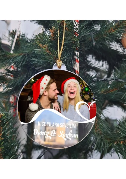 Kişiye Özel Sevgili Şeffaf Pleksi Yılbaşı Ağaç Süsü- 1, Yeni Yıl Hediyesi, Fotoğraflı & Mesajlı Ağaç Süsü fiyatları