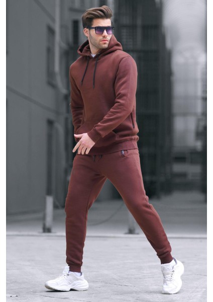 Acı Kahve Kapşonlu Basic Eşofman Takımı 5905 fiyatları