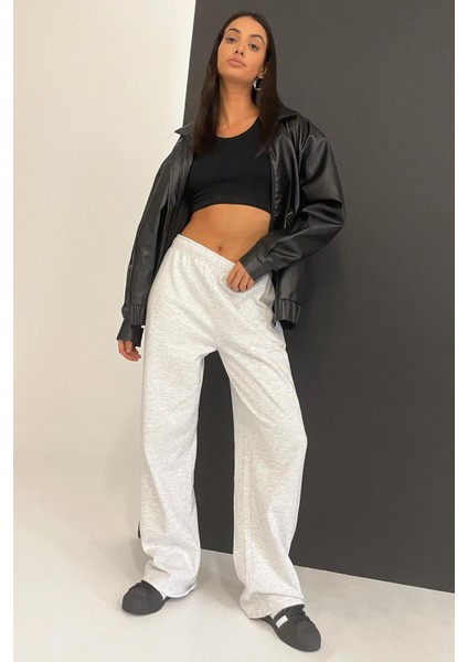 Gri Wide Leg Basic Eşofman Altı MG1916