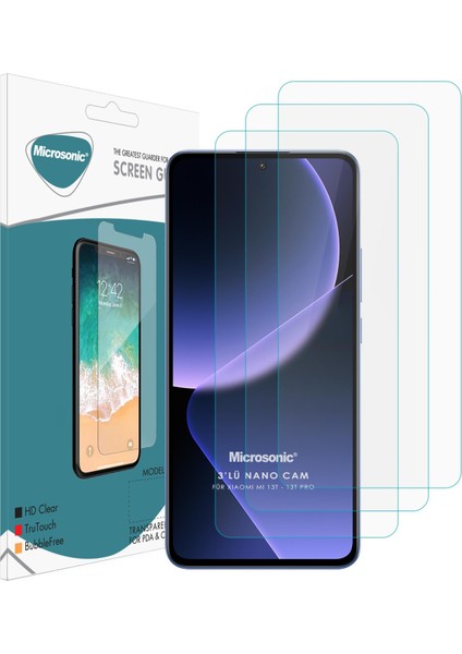 Xiaomi Mi 13T Pro Screen Protector Nano Glass Cam Ekran Koruyucu (3`lü Paket)