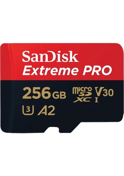 SanDisk Extreme Pro 256GB 200/140MB/s microSDXC UHS-I A2 V30 Adaptörlü Hafıza Kartı SDSQXCD-256G-GN6MA