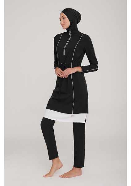 Likralı Tam Kapalı Tesettür Mayo Nıca 4372 Siyah Remsa Mayo fırsatları