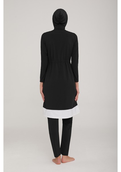 Likralı Tam Kapalı Tesettür Mayo Nıca 4372 Siyah Remsa Mayo indirimleri