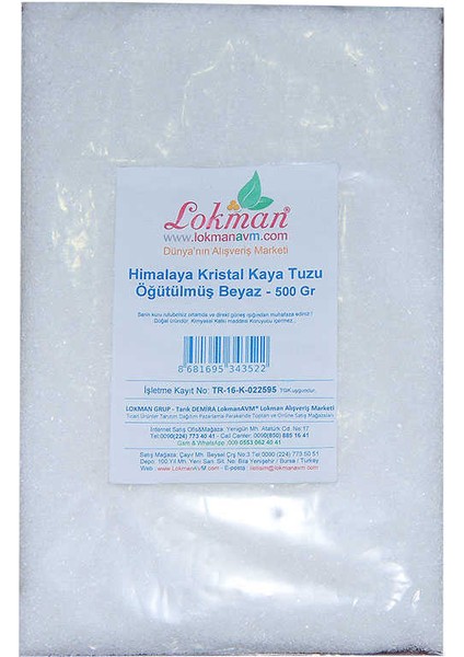 Yemeklik Himalaya Kristal Kaya Tuzu Öğütülmüş Beyaz 500 gr Byr [byrtek]