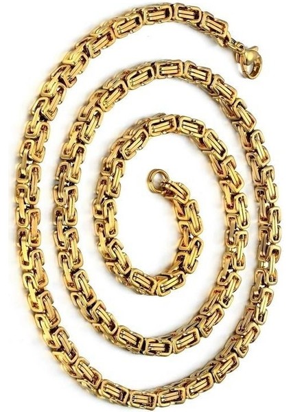 Sarı Gold Renk Erkek Çelik Kral Zincir Kolye Sevgiliye Hediye ck11