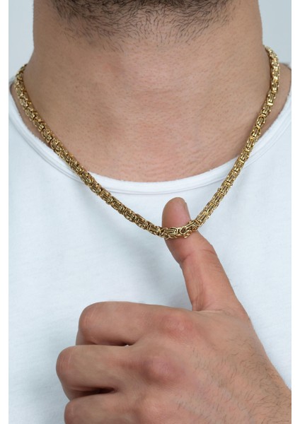 Sarı Gold Renk Erkek Çelik Kral Zincir Kolye Sevgiliye Hediye ck11 modelleri