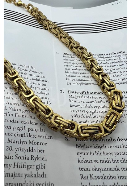 Sarı Gold Renk Erkek Çelik Kral Zincir Kolye Sevgiliye Hediye ck11 indirimleri