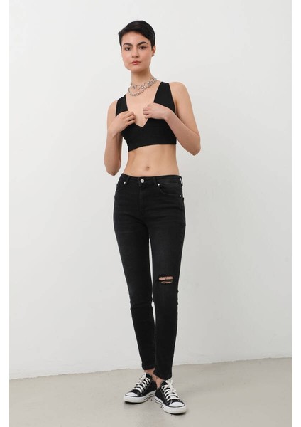 Kadın Skinny Fit Esnek Pantolon Siyah