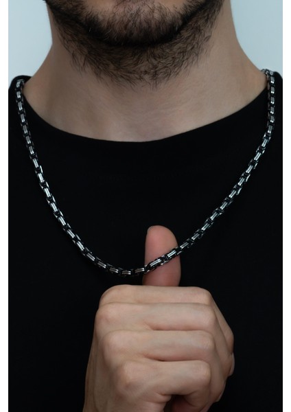 Siyah Beyaz Renk Kral Model Erkek Çelik Zincir Kolye ck11 fırsatları