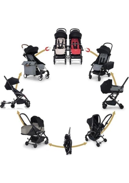 Connect 3 Bebek Arabası Black-Black Travel Set Citi-2 Grey