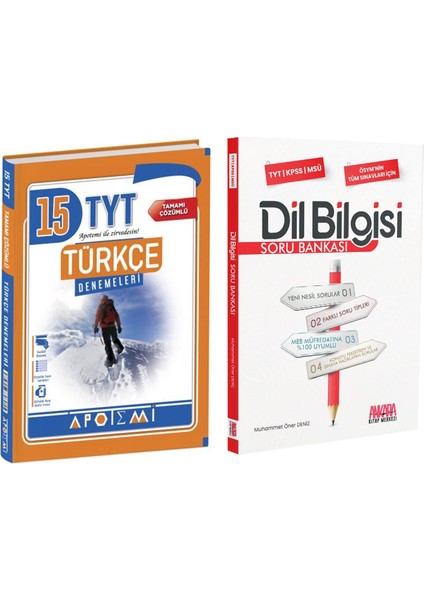 Ankara Kitap Merkezi Apotemi TYT Türkçe Deneme ve Akm Dil Bilgisi Soru Bankası Seti 2 Kitap