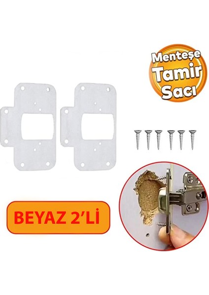 Dolap Tas Menteşe Tamir Saçı Beyaz 2 Adet Vidaları Dahil
