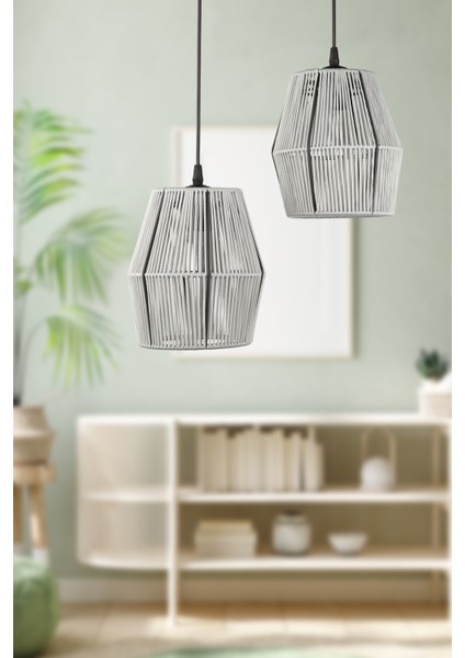 Modeno 2.li Tepsili Avize Açık Gri