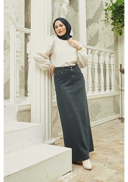 2058-DENIM Etek Indigo fiyatları
