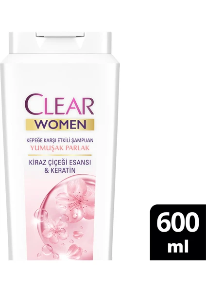 Women Kepeğe Karşı Etkili Şampuan Yumuşak Parlak Kiraz Çiçeği Esansı Keratin 600 ml