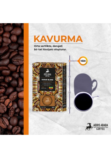 Addis Ababa Coffee Professional Barista Harar Blend Kahve 250 Gr. ( Filtre Kahve & Çekirdek Kahve )