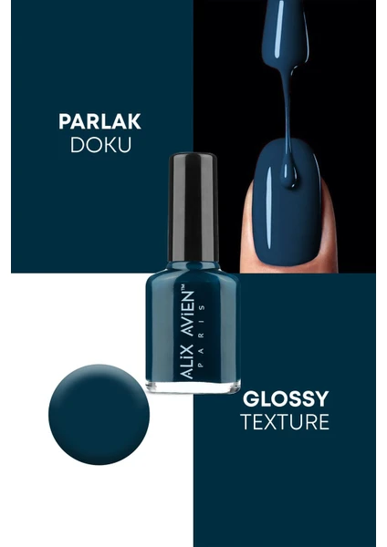 Alix Avien Petrol Mavisi Oje 26 - Yüksek Pigmentli Uzun Süreli Kalıcılık Hızlı Kuruma - Nail Lacquer 26