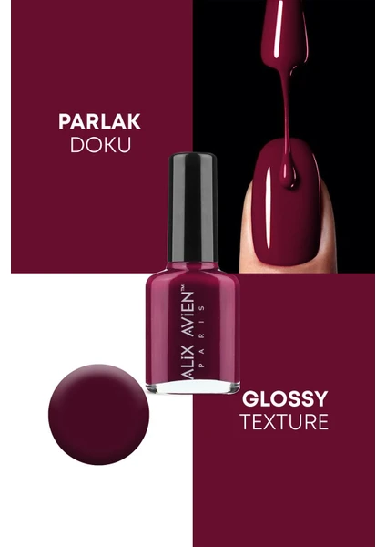 Alix Avien Bordo Oje 21  - Yüksek Pigmentli Uzun Süreli Kalıcılık Hızlı Kuruma - Nail Lacquer 21