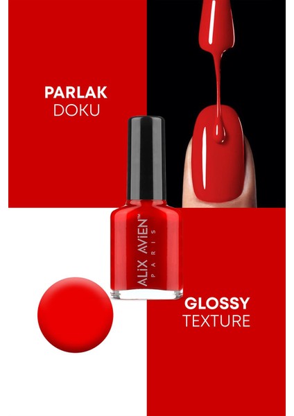 Alix Avien Kırmızı Oje 103 - Yüksek Pigmentli Uzun Süreli Kalıcılık Hızlı Kuruma - Nail Lacquer 103