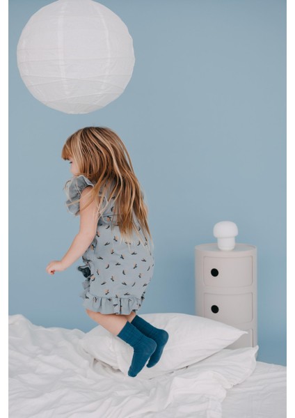 Kız Çocuk Fırfırlı Pijama Elbise