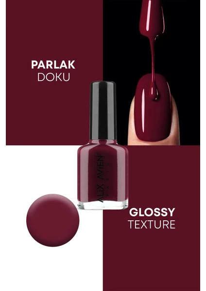 Alix Avien Bordo Oje 107 - Yüksek Pigmentli Uzun Süreli Kalıcılık Hızlı Kuruma - Nail Lacquer 107