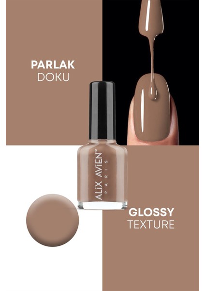 Alix Avien Nude Kahve Oje 90 - Yüksek Pigmentli Uzun Süreli Kalıcılık Hızlı Kuruma - Nail Lacquer 90