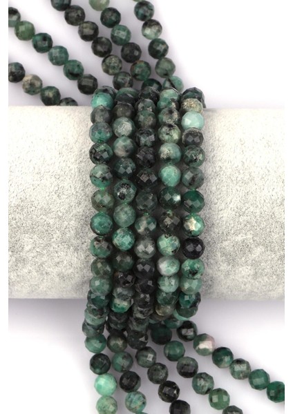 Zümrüt Doğal Taş Dizi 6 mm Fasetli Küre Kesim