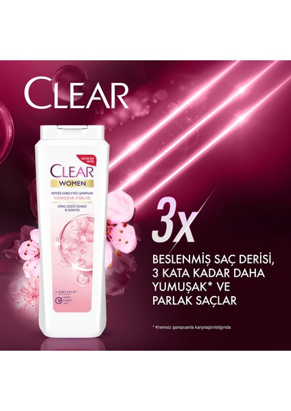 Women Kepeğe Karşı Etkili Şampuan Yumuşak Parlak Kiraz Çiçeği Esansı Keratin 600 ml