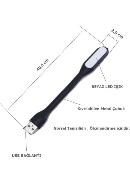 USB Bağlantılı Dokunmatikli LED Kitap Okuma Masa Lambası Siyah