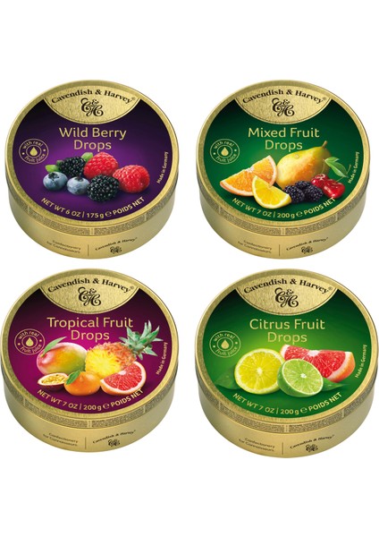 4’lü Böğürtlen, Karışık Meyve, Tropik Meyve ve Limon Aromalı Şekerler - Atıştırmalık Şekerleme