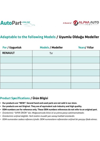 Renault Tır Için Ön Cam Kriko Plastiği-No:1