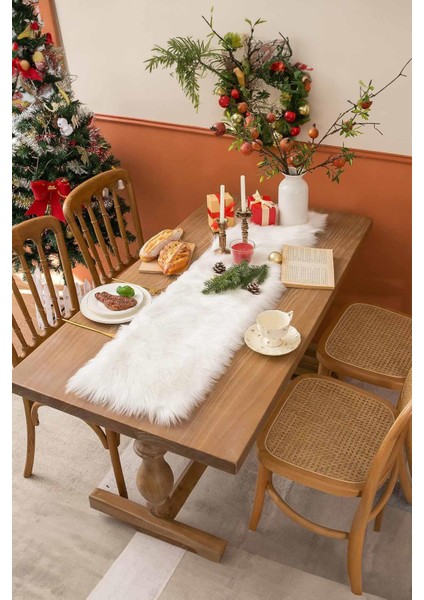 Runner Tavşan Tüyü, Yılbaşı Runner, Yılbaşı Masa Örtüsü 120*30 cm Yılbaşı - Noel - Christmas fiyatları