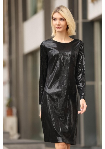 Kadın Bisiklet Yaka Payet Elbise modelleri