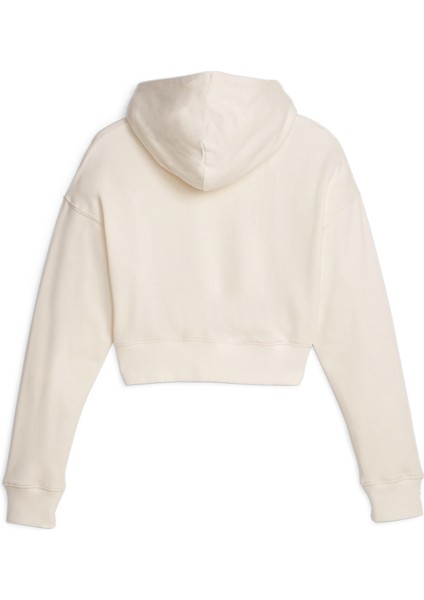 Kadın Beyaz Classıcs Cropped Hoodie Beyaz Kadın Sweatshirt