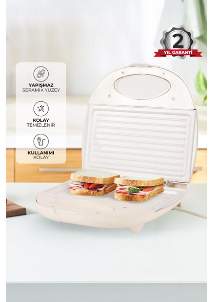 Sole 750 W Mini Tost Makinesi, Seramik Kaplama