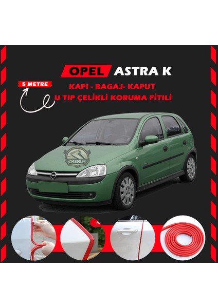 Opel Corsa C Oto Araç Kapı Koruma Fitili 5metre Parlak Kırmızı Renk