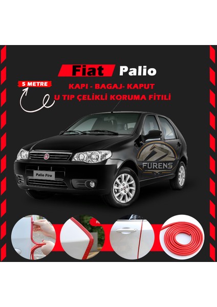 Fiat Palio Oto Araç Kapı Koruma Fitili 5metre Parlak Kırmızı Renk