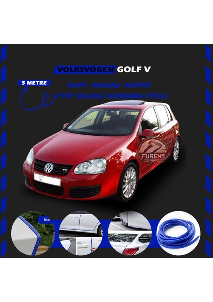 STS Oto Aksesuar Volksvogen Golf 5 Oto Araç Kapı Koruma Fitili 5metre Parlak Mavi Renk