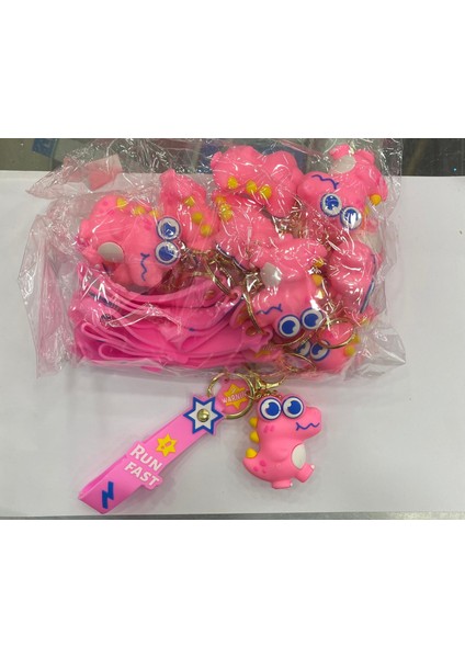 3D Figür Sevimli Timsah Karakter Anahtarlık (Pembe)