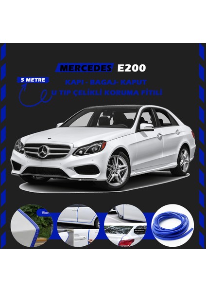 Mercedes E200 Oto Araç Kapı Koruma Fitili 5metre Parlak Mavi Renk
