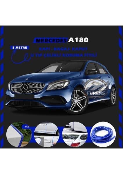 STS Oto Aksesuar Mercedes A180 Oto Araç Kapı Koruma Fitili 5metre Parlak Mavi Renk