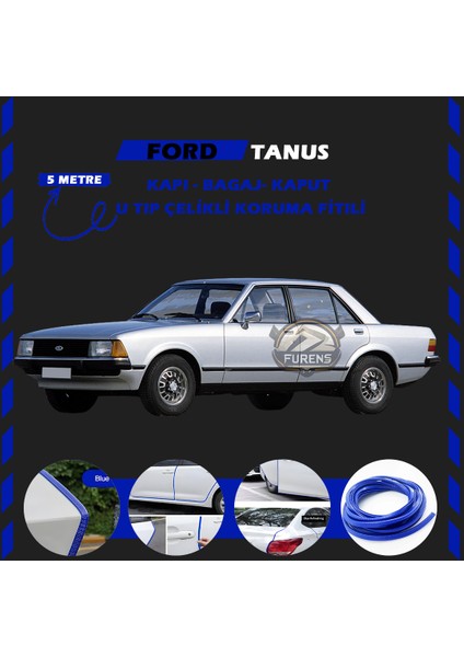 Ford Tanus Oto Araç Kapı Koruma Fitili 5metre Parlak Mavi Renk