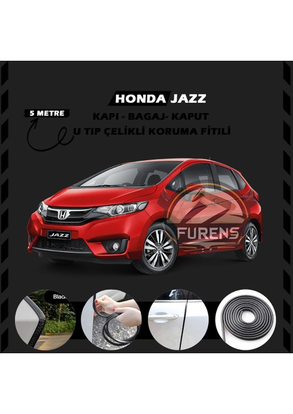 Honda Jazz Oto Araç Kapı Koruma Fitili 5metre Parlak Siyah Renk