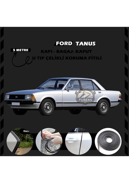 Ford Tanus Oto Araç Kapı Koruma Fitili 5metre Parlak Siyah Renk