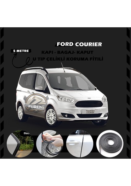 Ford Courier Oto Araç Kapı Koruma Fitili 5metre Parlak Siyah Renk